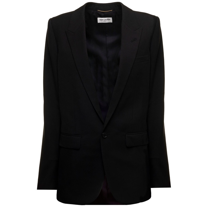 Saint Laurent Woman’s Black  Gabardine Single-Breasted Blazer