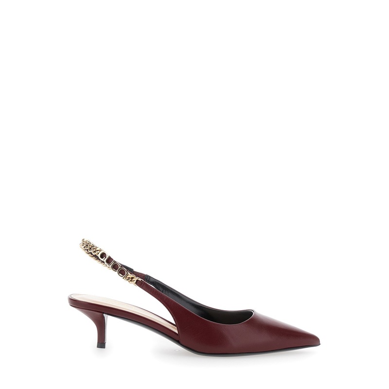 ‘Signoria’ Red Ancora Slingback Pumps with Lettering in Leather Woman