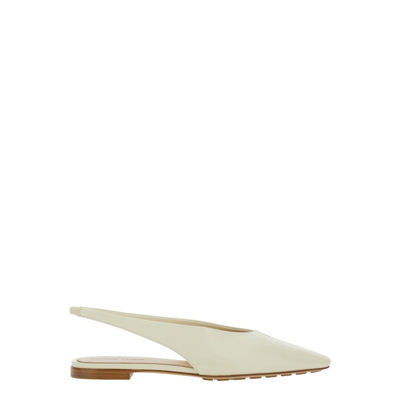 ‘Sofia’ White Slingback Ballerinas with Elastic Back in Leather Woman