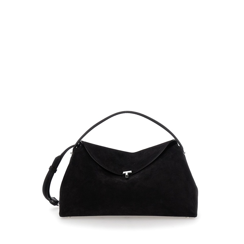 ‘T-Lock’ Brown Handbag with with Shoulder Strap and T-lock Closure in Suede Woman