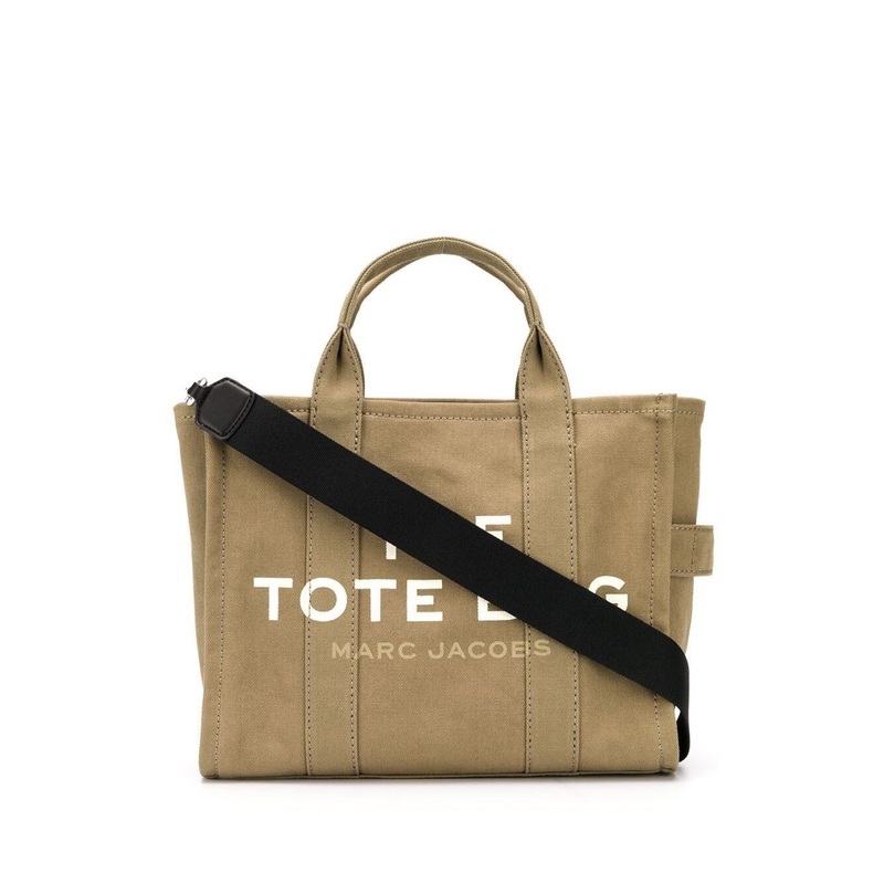 ‘The Medium Tote’ Brown Tote Bag with Logo Lettering on the Front in Cotton Woman