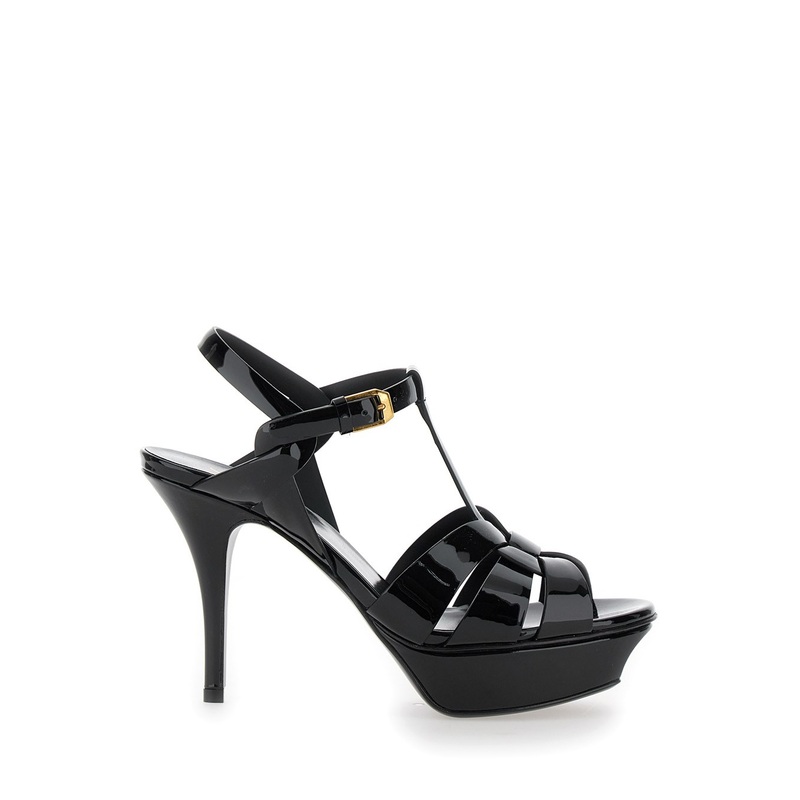 ‘Tribute’ Black Sandals with Platform in Patent Leather Woman
