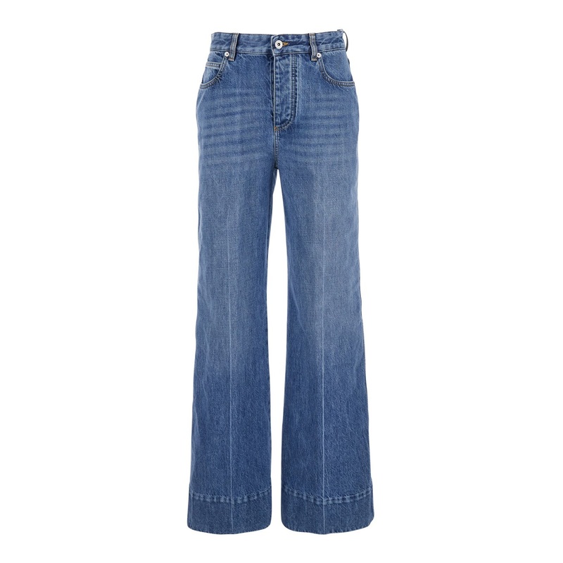 ‘Vintage Indigo’ BLue Jeans with Turn-Up Hem in Cotton Blend Woman