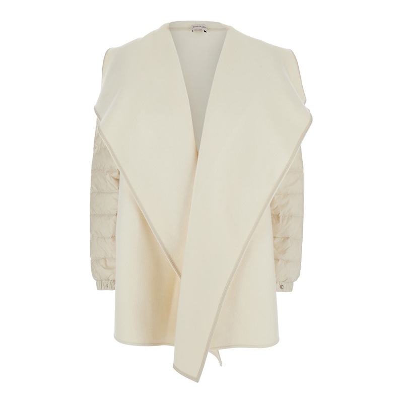 White Cape with Logo Patch on the Sleeve and Waist Belt in Tech Fabric Woman