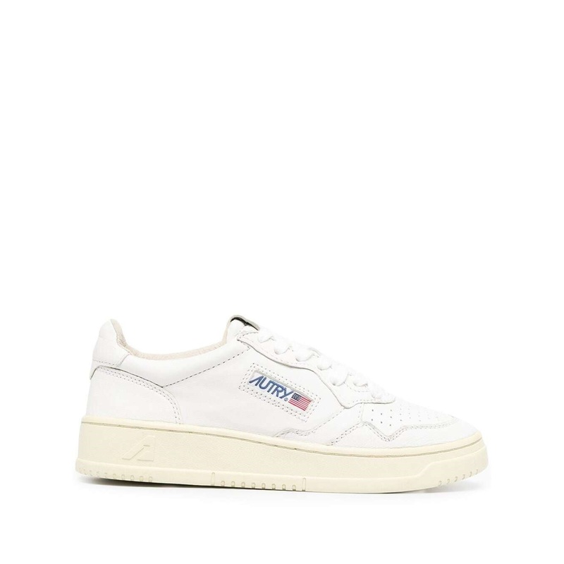 White Leather Sneakers with Logo Autry Woman