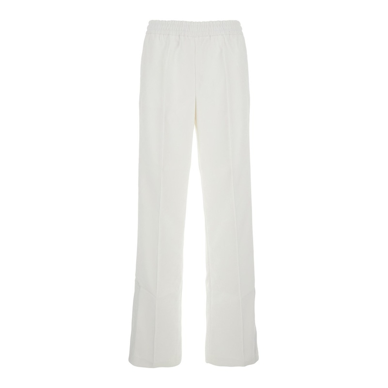 White Pants with Elastic Drawstring Waist in Tech Fabric Woman