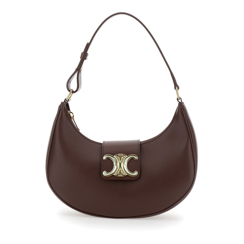 ‘Ava Triomphe’ Brown Shoulder Bag with Logo Detail in Smooth Leather Woman