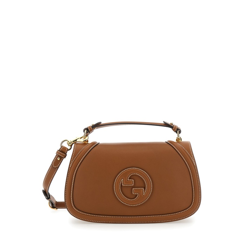 ‘Blondie’ Brown Handbag with Logo Detail on Front in Leather Woman