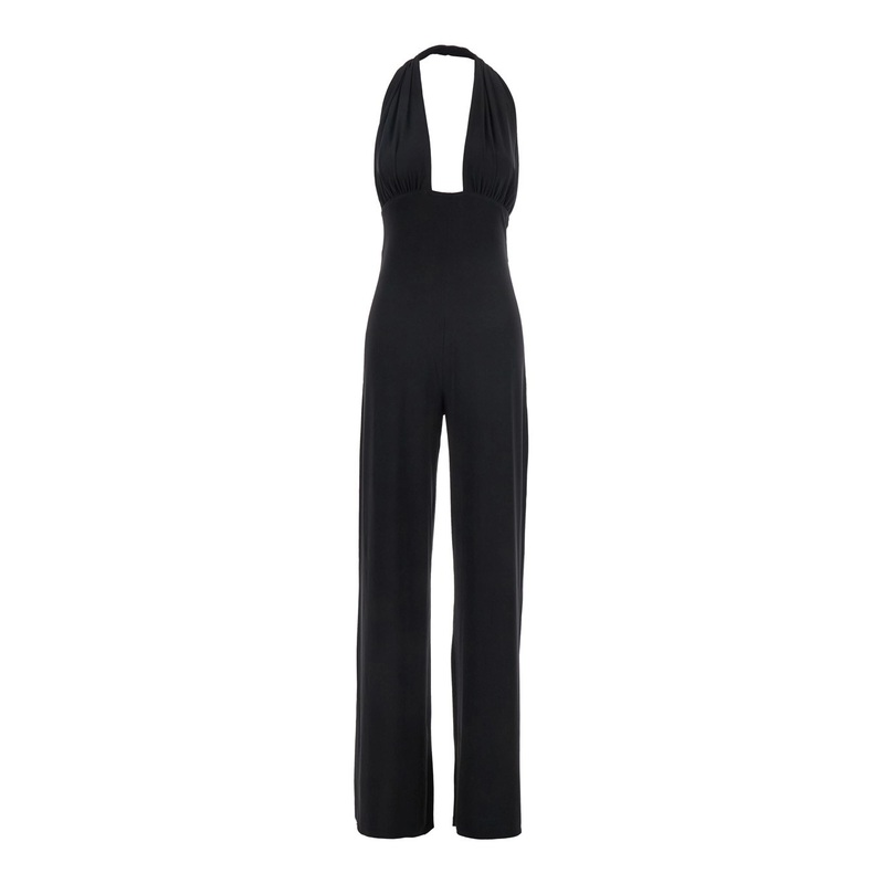CROSS HALTER STRAIGHT LEG JUMPSUIT