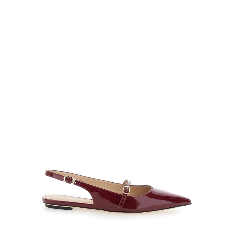 ‘Emilia’ Bordeaux Slingback Sandals with Adjustable Strap Closure in Patent Leather Woman