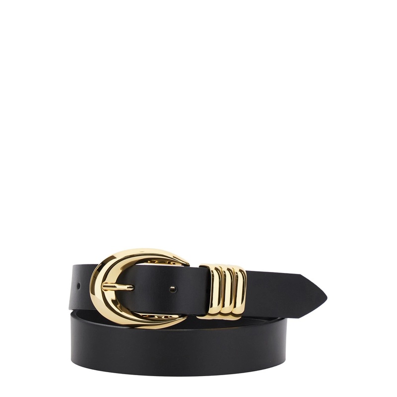 ‘Emily’ Black Belt with Adjustable Buckle Closure in Leather Woman