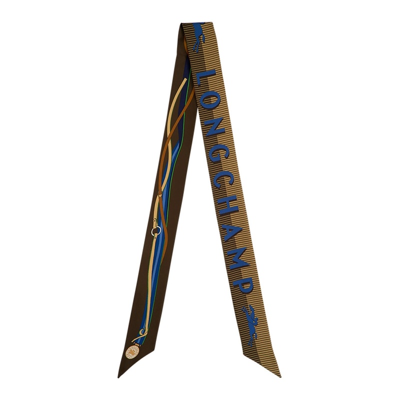 Green Scarf with Logo Lettering Print in Silk Woman