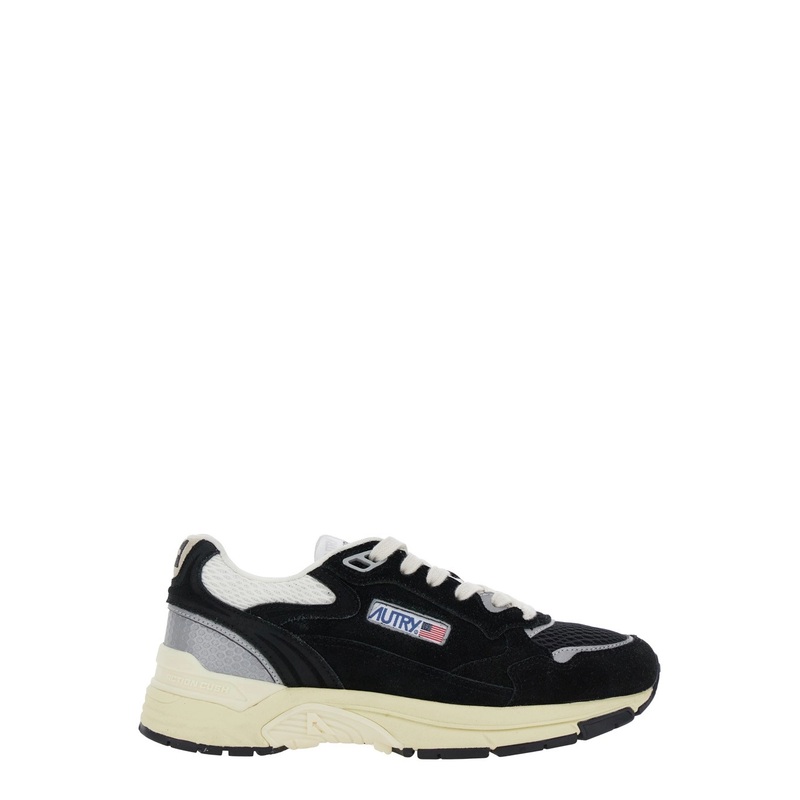 ‘Hyperway’ Black Low Top Sneakers with Logo Patch on Tongue and Side in Suede and Mesh Woman