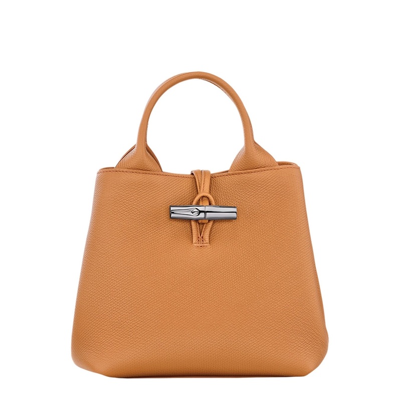 ‘Le Roseau’ Beige Handbag  with Toggle Closure in Grained Leather Woman