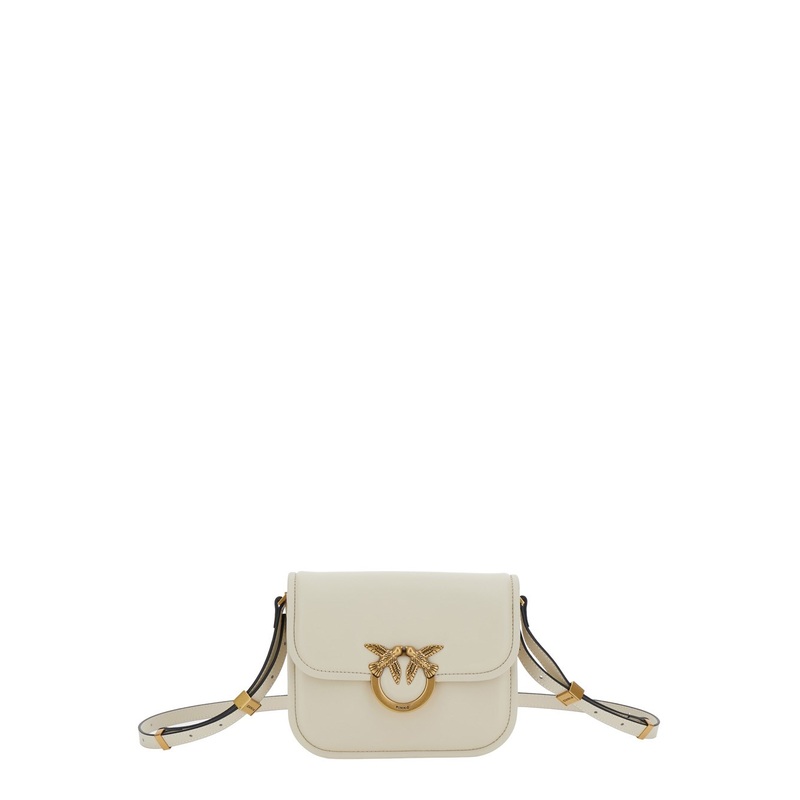 ‘Love Box’ White Crossbody Bag with Love Birds Plaque on the Front in Leather Woman
