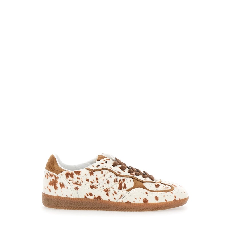 ‘Tb.490’ Brown Low Top Sneakers with Embossed Logo on the Side and Perforated Details in Leather Woman