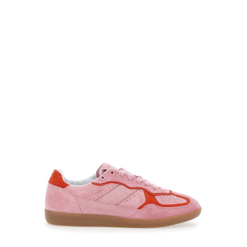 ‘Tb.490’ Pink Low Top Sneakers with Embossed Logo on the Side and Perforated Details in Leather Woman