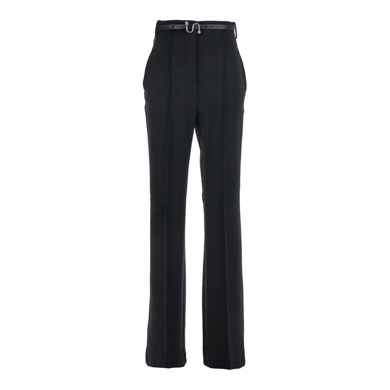 ‘Texas’ Black Pants with Belt with Metallic Buckle in Fabric Woman