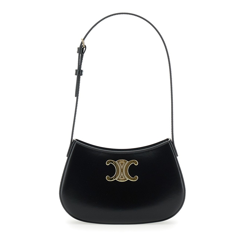 ‘Tilly’ Black Shoulder Bag with Triomphe Plaque on the Front in Patent Leather Woman