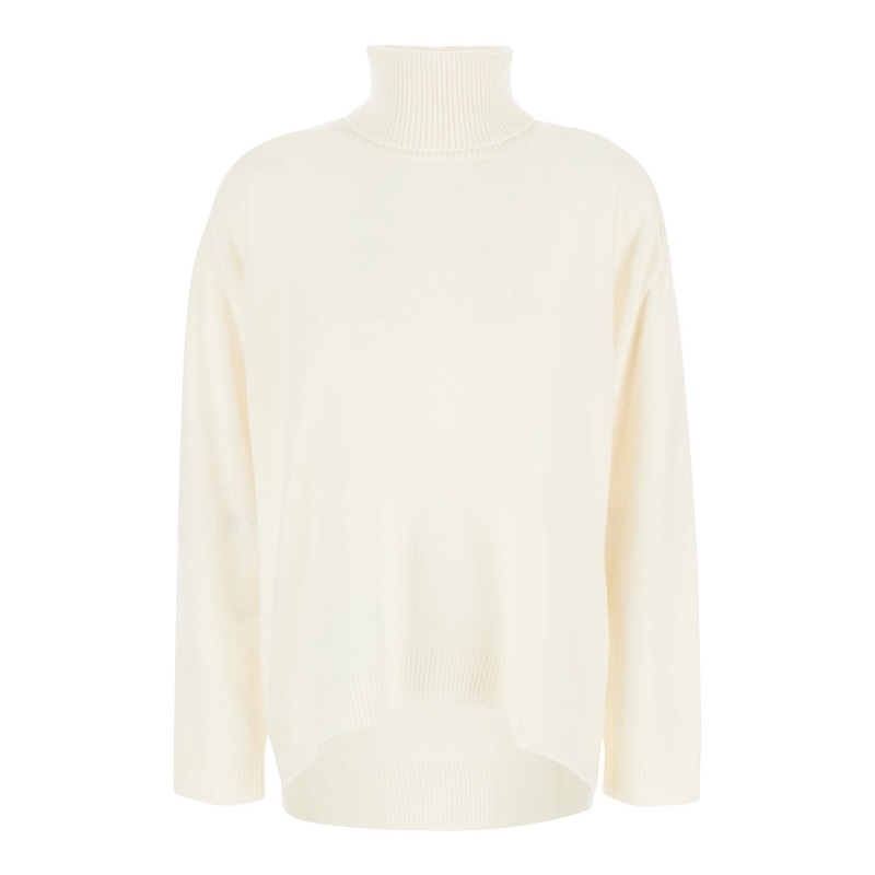 White Crewneck Sweater in Knit Woman