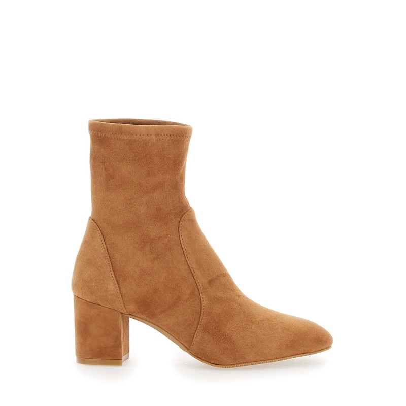 ‘Yuliana’ Beige Ankle Boots with Medium Block Heel in Ecoleather Woman