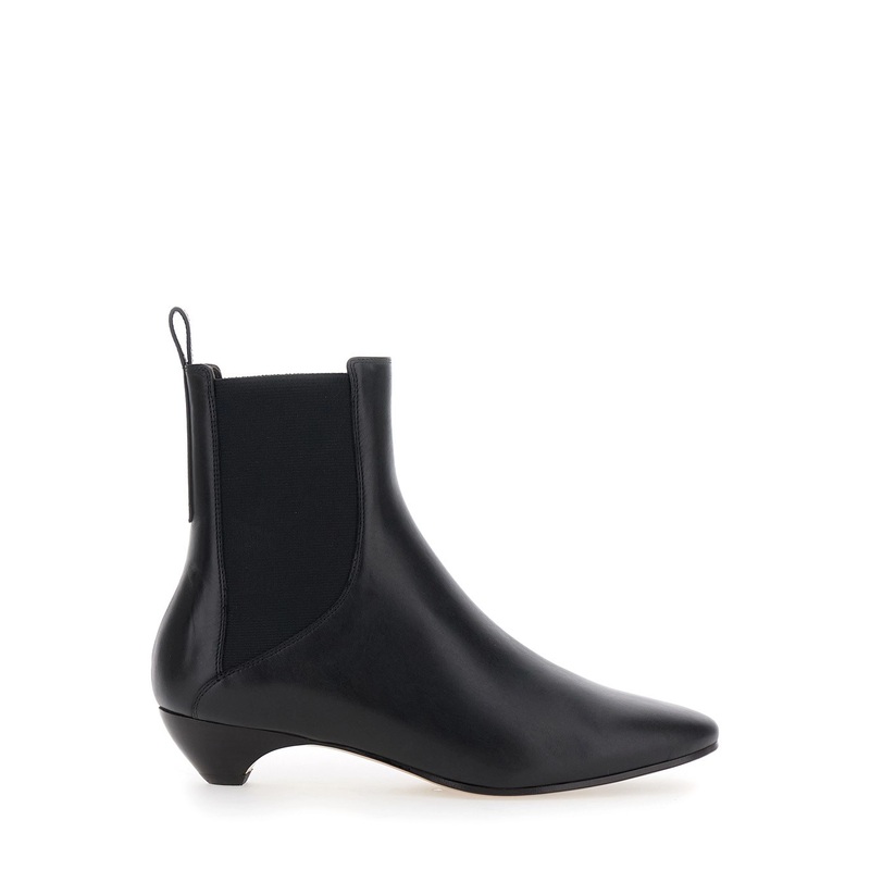 ‘Allegra Chelsea’ Black Ankle Boots with Elastic Panels in Leather Woman