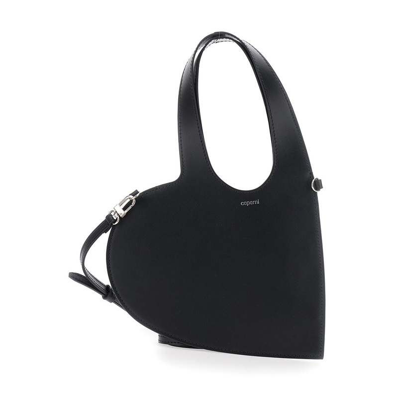 ‘Baby Heart’ Black Heart Shaped Crossbody Bag with Adjustable and Removable Shoulder Strap in Leather Woman