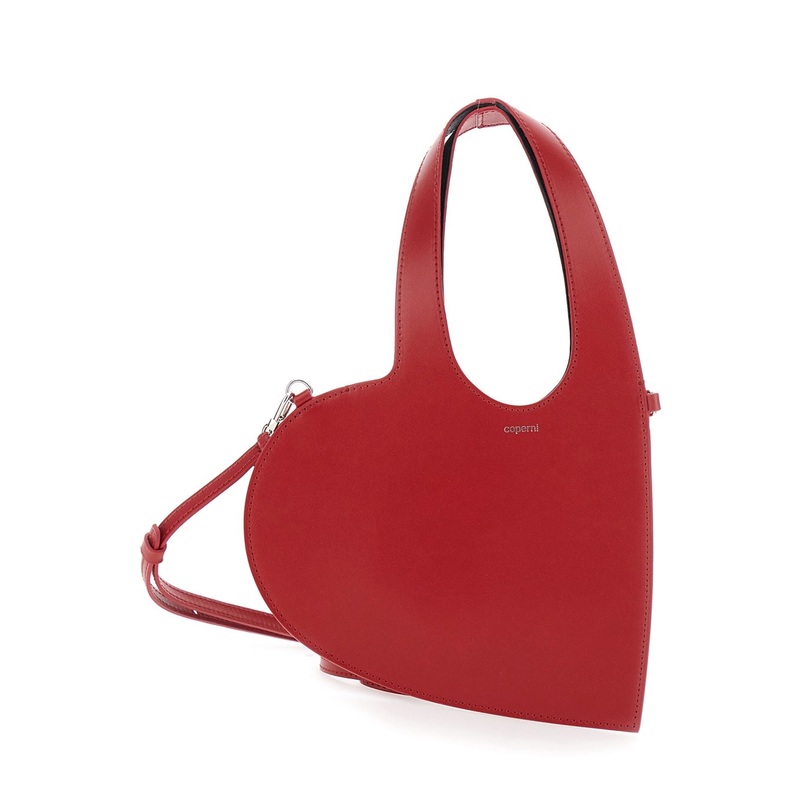‘Baby Heart’ Red Heart Shaped Crossbody Bag with Adjustable and Removable Shoulder Strap in Leather Woman