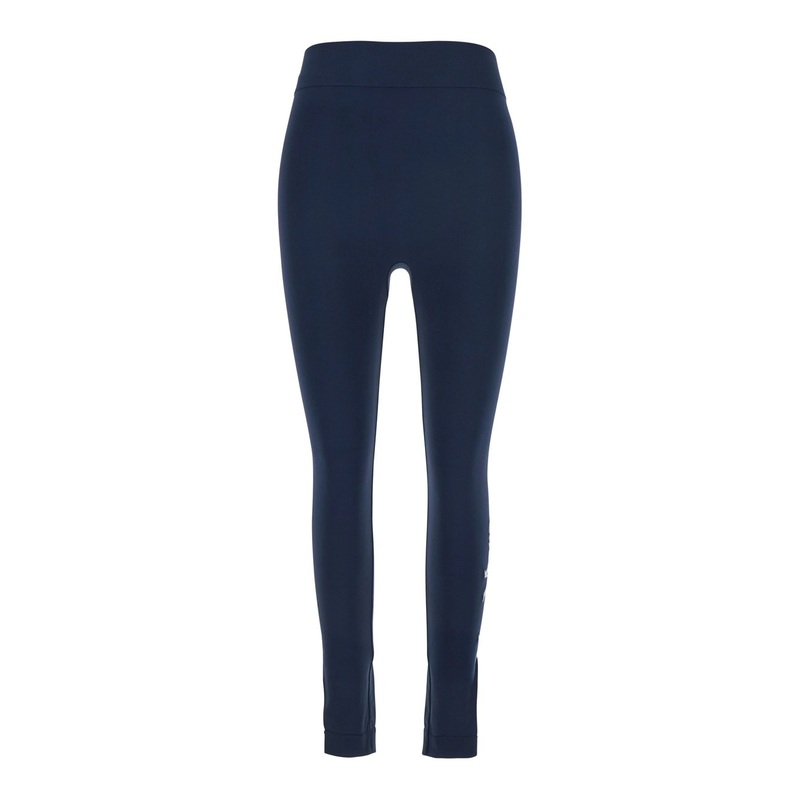 ‘Basilea’ Blue Pants with Elastic Waist and Logo Lettering on the Hem in Tech Fabric Stretch Woman