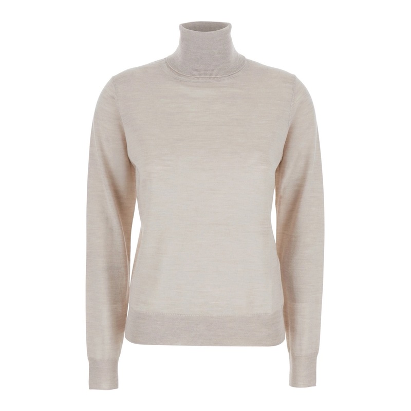 Beige Turtleneck Sweater in Wool Blend Woman
