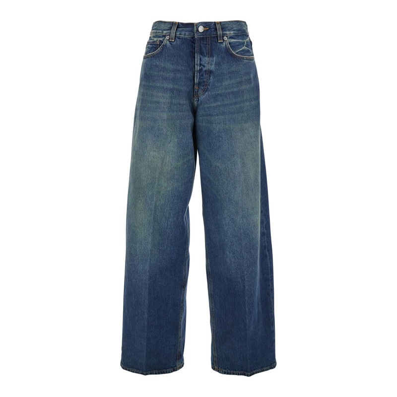 ‘Bethany’ Blue Jeans with Logo Patch on the Rear in Denim Woman