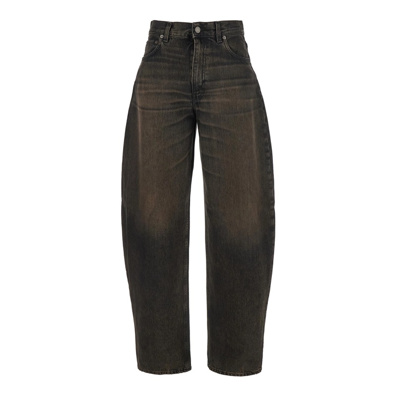 ‘Bibi’ Brown Jeans with Logo Patch on the Rear and Tapered Leg in Denim Woman