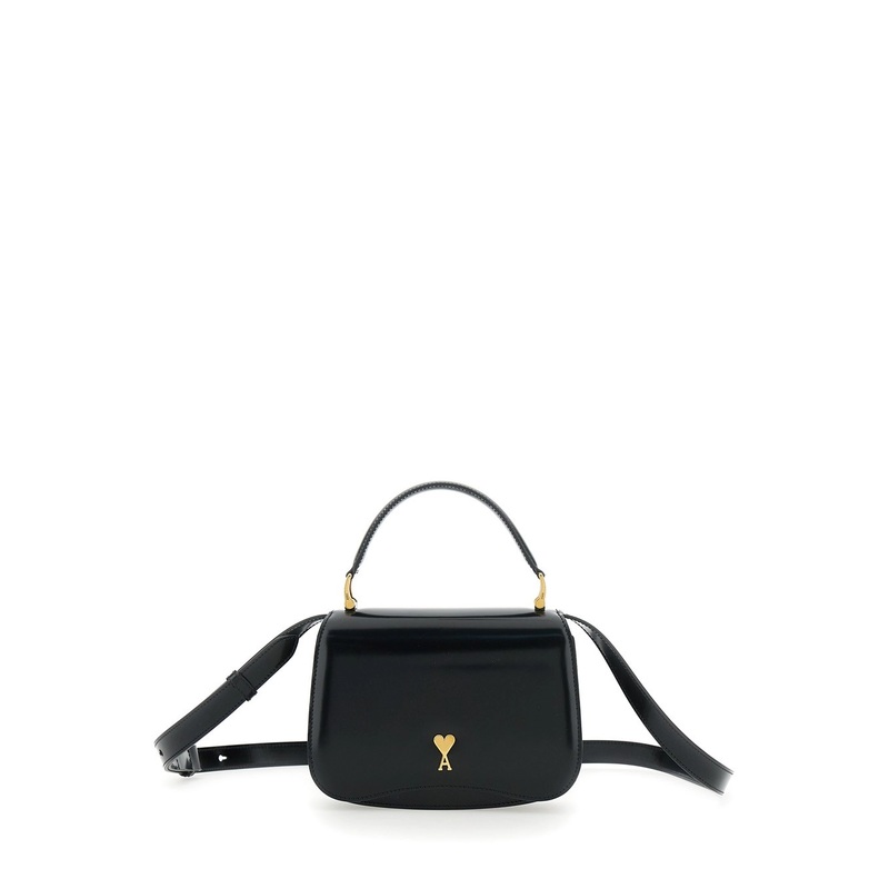 Black Handbag with ADC Patch on the Front and Adjustable and Removable Shoulder Strap in Leather Woman