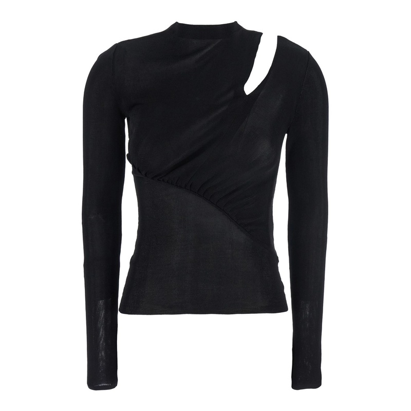 Black Long-Sleeve with Cut-Out Detail in Viscose Woman