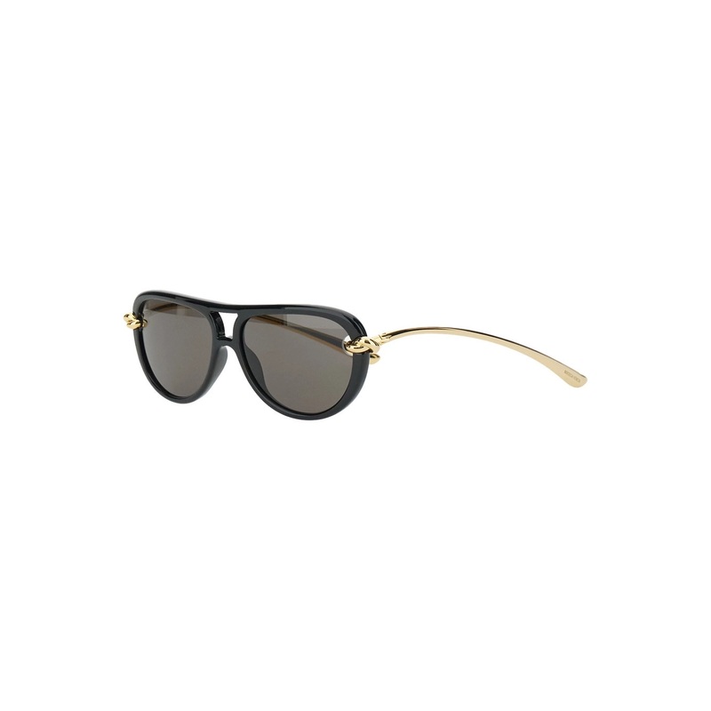 Black Sunglasses with Cut-Out Motif on the Temples and Knot Detail on the Temples in Acetate Woman