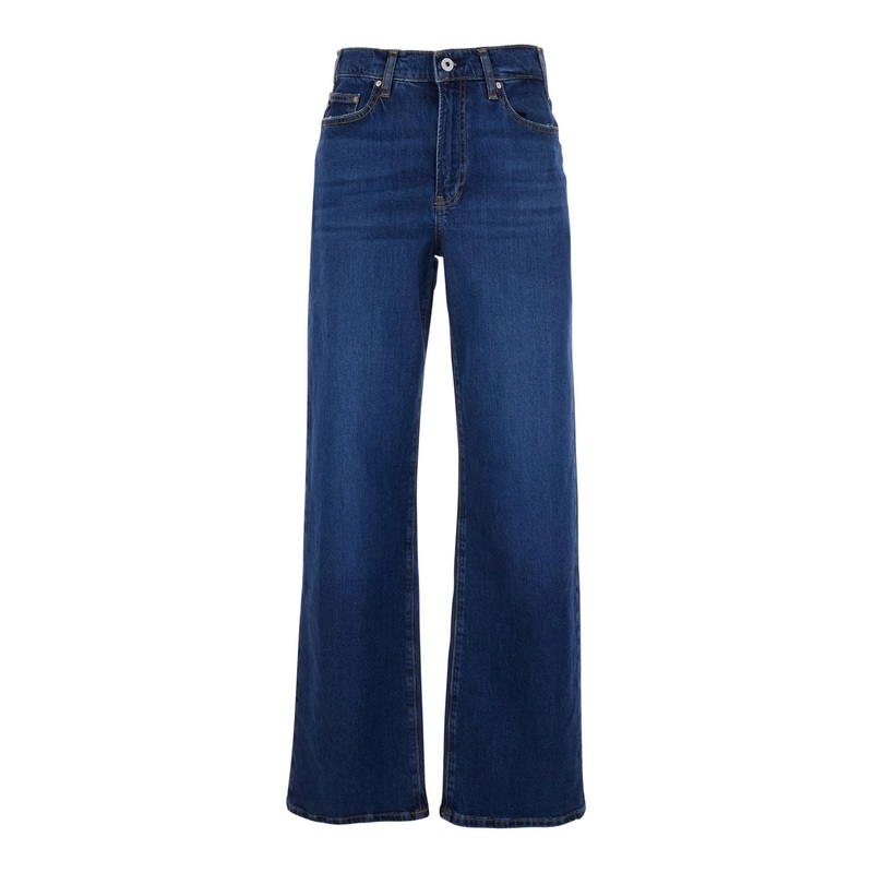 Blue Jeans with Logo Detail on the Pocket and Logo Patch on the Rear in Denim Woman