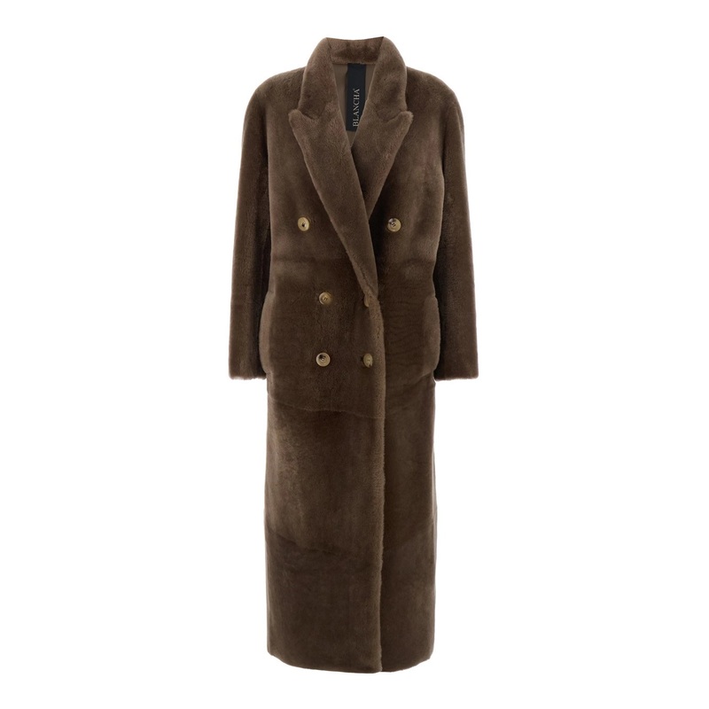 Brown Coat with Classic Lapels and Reversible Design in Fur Woman