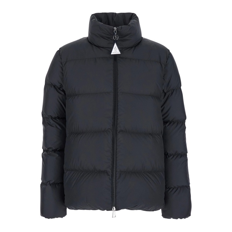 ‘Mauzun’ Black Down Jacket with High Neck and Logo Patch on the Sleeve in Tech Fabric Woman