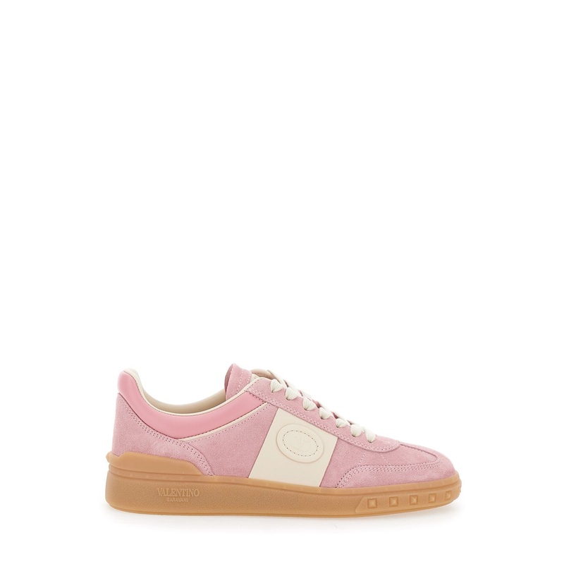 ‘Upvillage’ Pink Low Top Sneakers with Logo Patch on the Tongue and Rockstud Embellishments on the Sole in Leather Woman