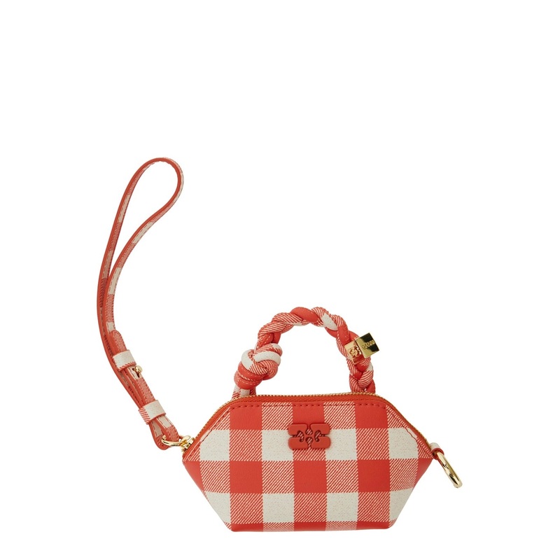 ‘Vichy’ Red Nano Bag with Braided Handle and Logo Plaque in Leather Blend Woman