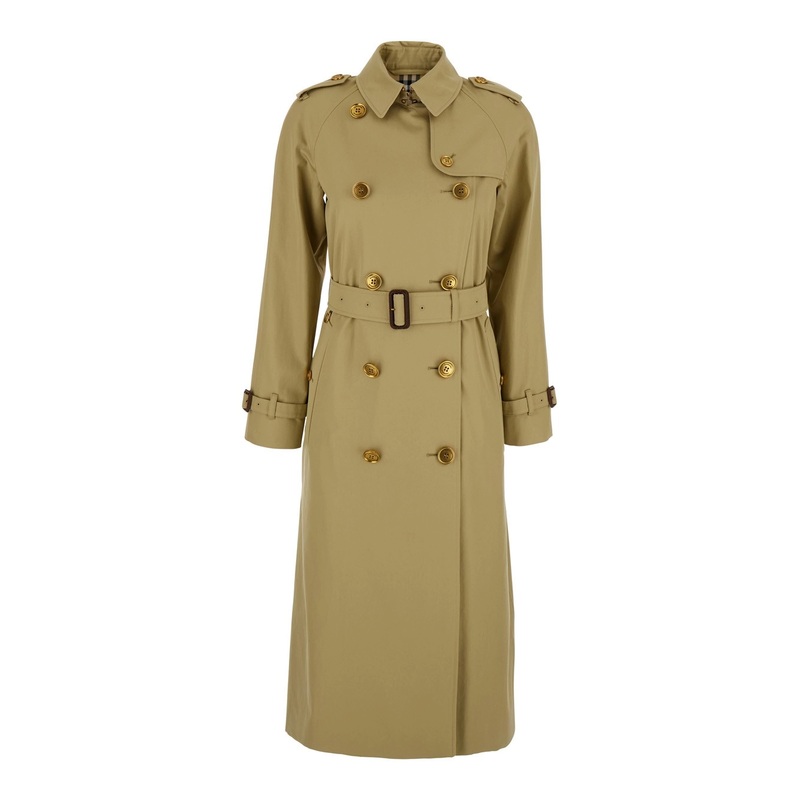 ‘Waterloo’ Beige Double-Breasted Trench Coat with Classic Collar and Belt Closure in Cotton Woman