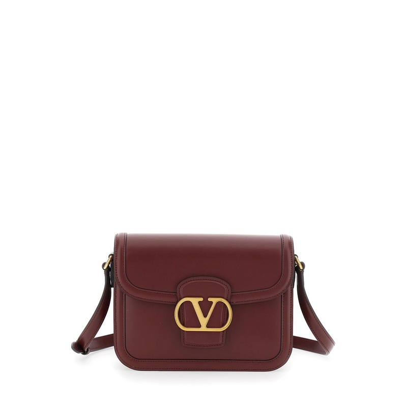 ‘9TO5’ Red Crossbody Bag with VLogo Detail on the Front and Adjustable Shoulder Strap in Leather Woman