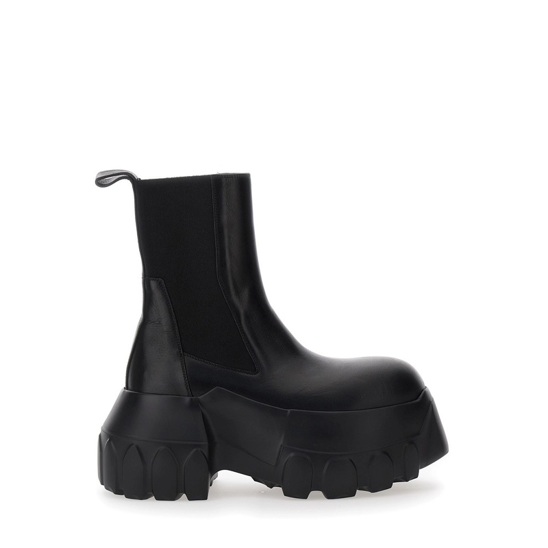 ‘Beatle Mega Tractor’ Black Boots with Oversized Platform in Leather Woman