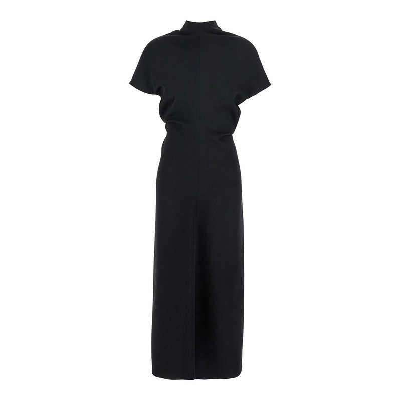 Black High Neck Dress in Cady for Women