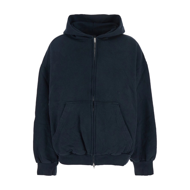 Black Hoodie with Kangaroo Pocket and Logo on the Back in Cotton Man