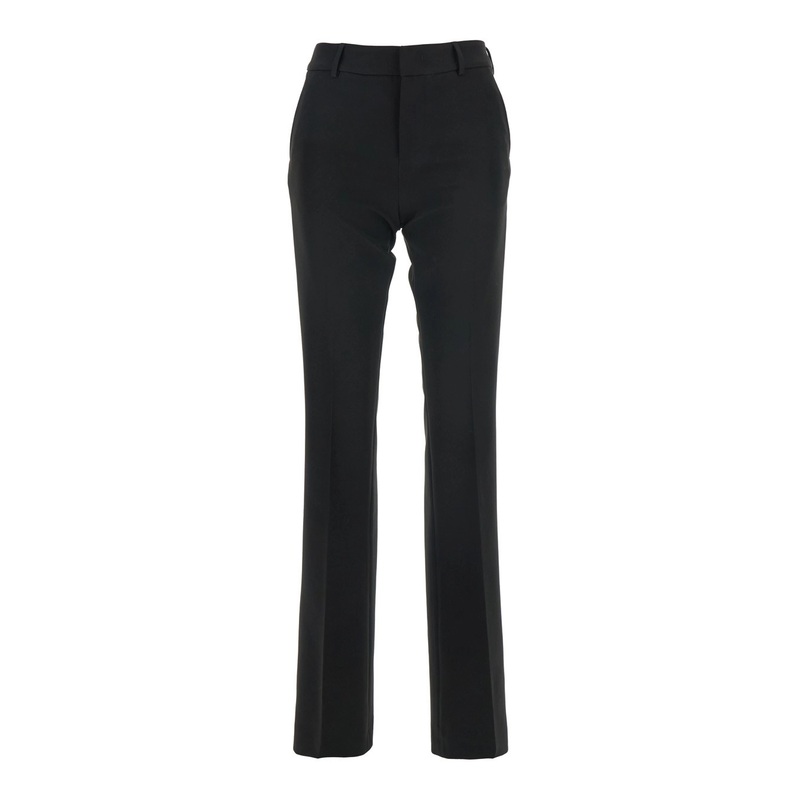 Black Pants with Belt Loops and Flared Leg in Tech Fabric woman