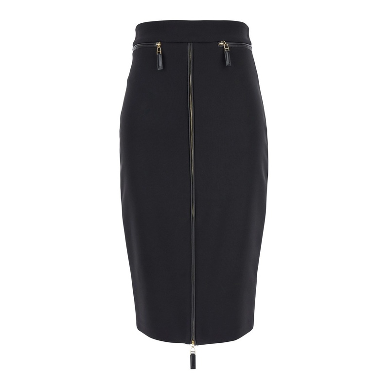Black Skirt with Zip Fastening in Fabric Woman