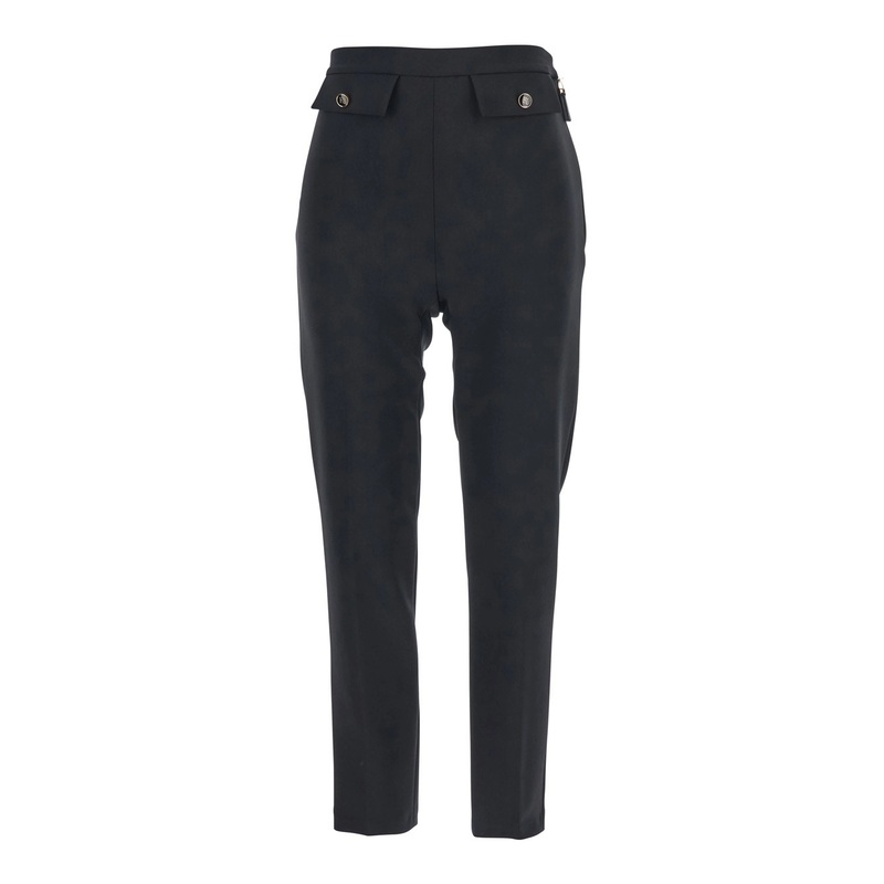 Black Trousers with Flap Pockets in Fabric Woman