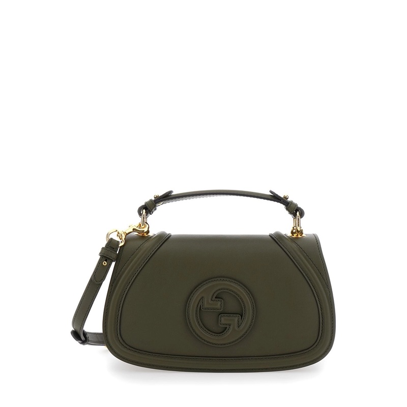 ‘Blondie’ Green Handbag with GG Logo Plaque on the Front in Leather Woman