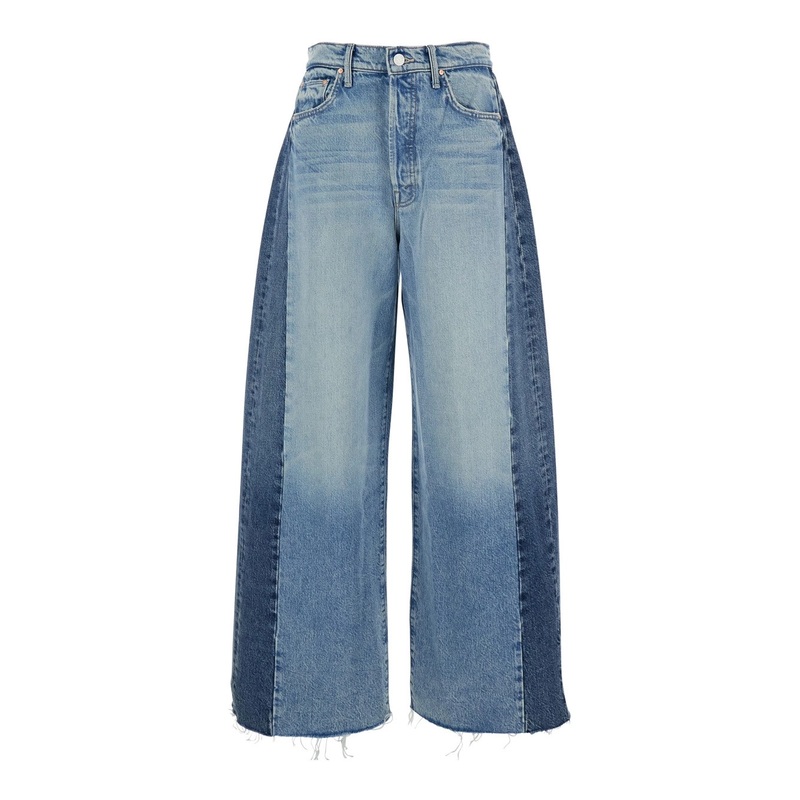 Blue Five-Pocket Jeans with Patchwork Design in Denim Woman